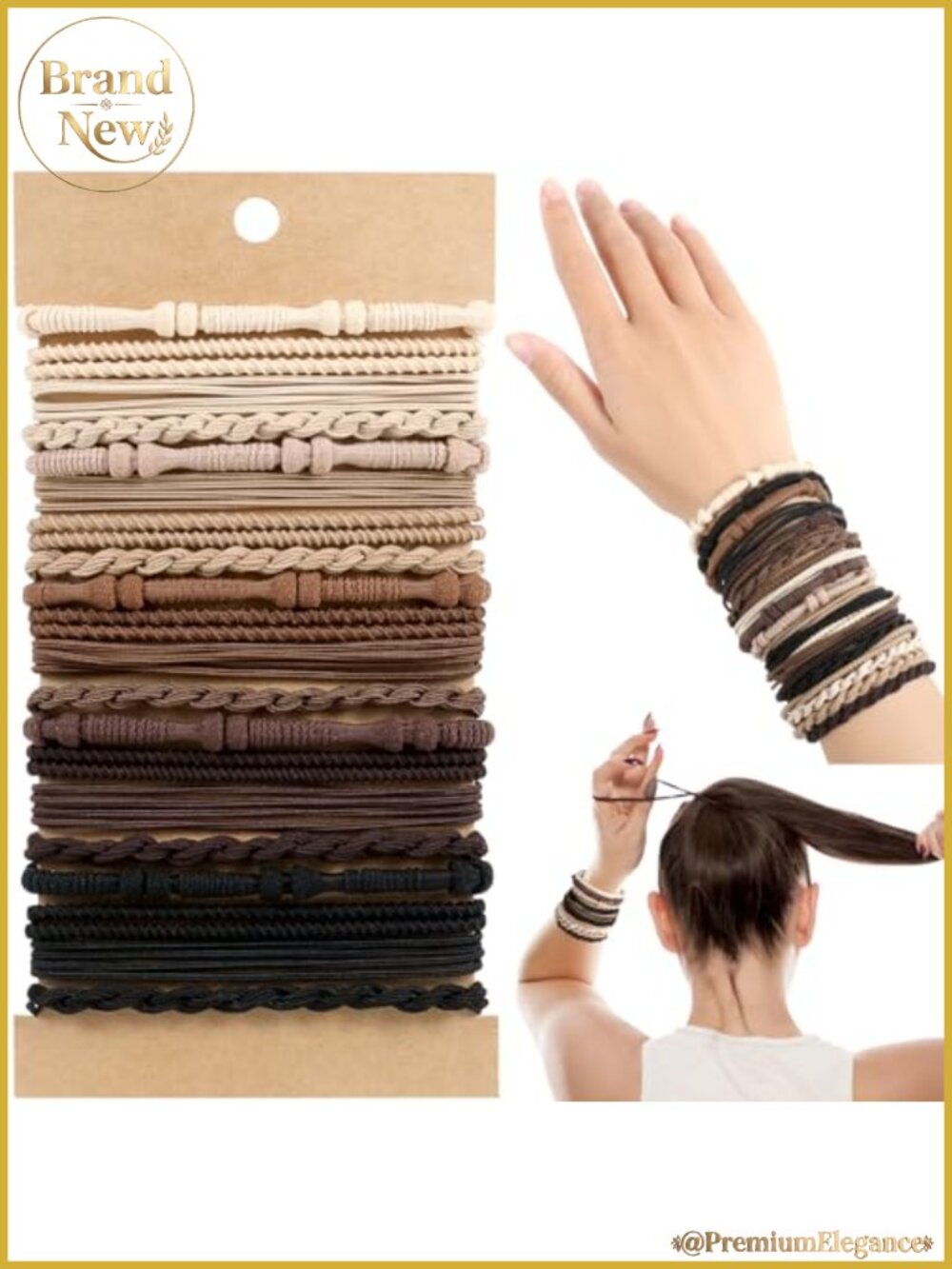 Boho Hair Ties No Damage Elastics for Thick Hair – 20 Pack Ponytail Holders
